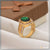 1 Gram Gold Plated Green Stone with Diamond Best Quality Ring for Men - Style B187