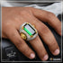 1 Gram Gold Plated Green Stone with Diamond Gorgeous Design Ring for Men - Style A809