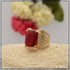 1 Gram Gold Plated Red Stone with Diamond Funky Design Ring for Men - Style B252
